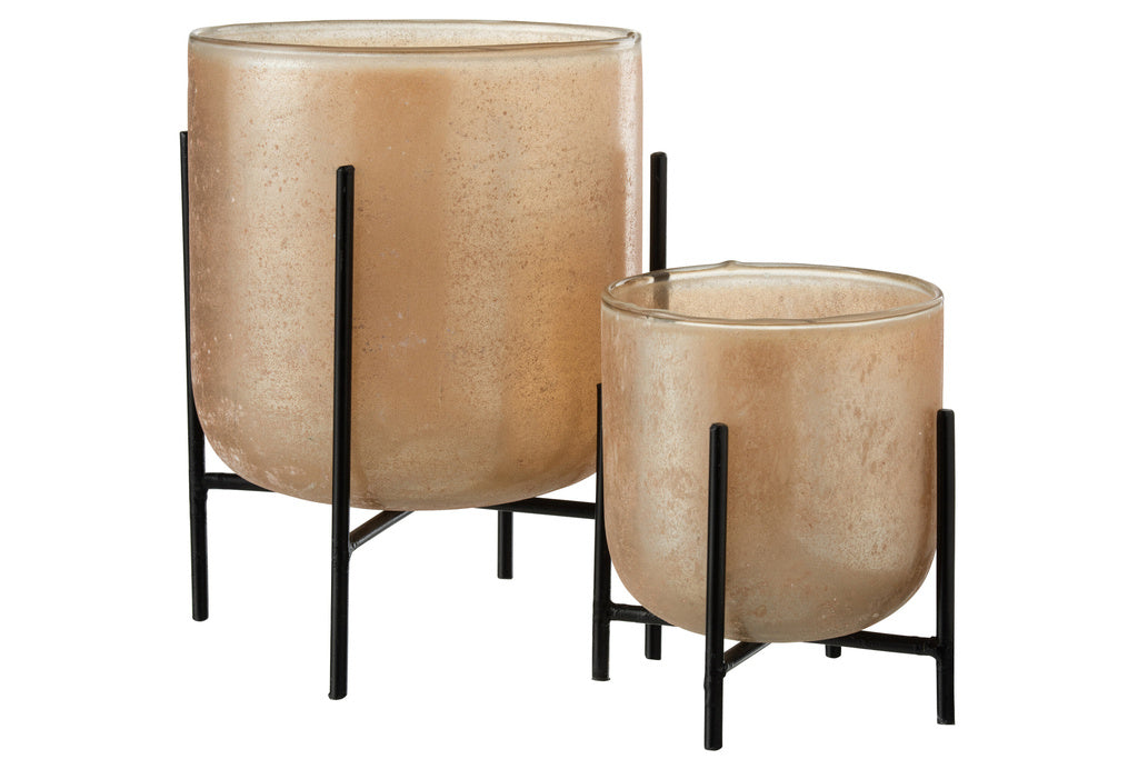 J-LINE HURRICANE ASTOR ON FOOT – GLAS/METAAL AMBER LARGE