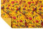 Geruite Vogels/Bloemen Katoenen Fluweel Geel