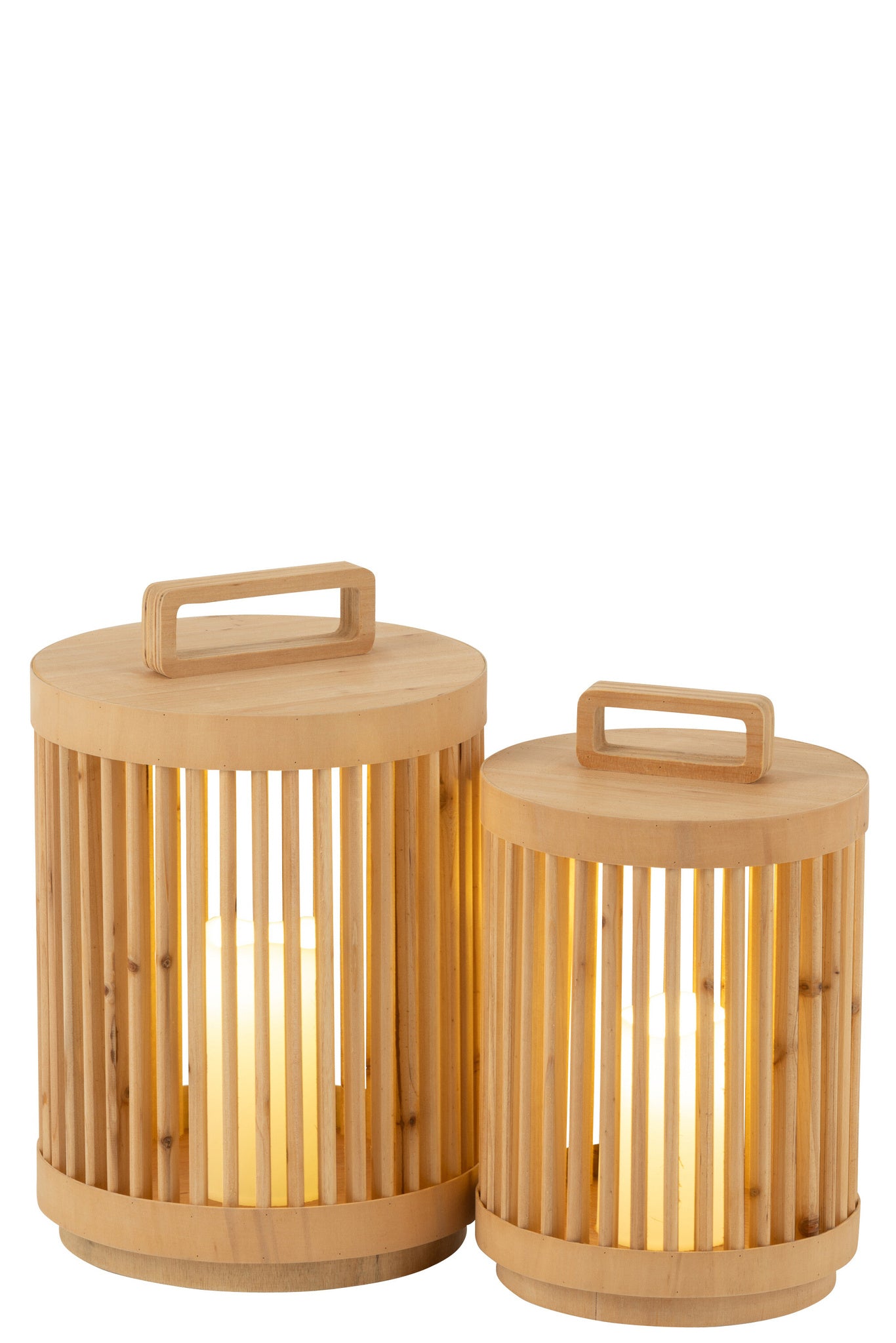 Cilinderlamp vurenhout/LED naturel groot