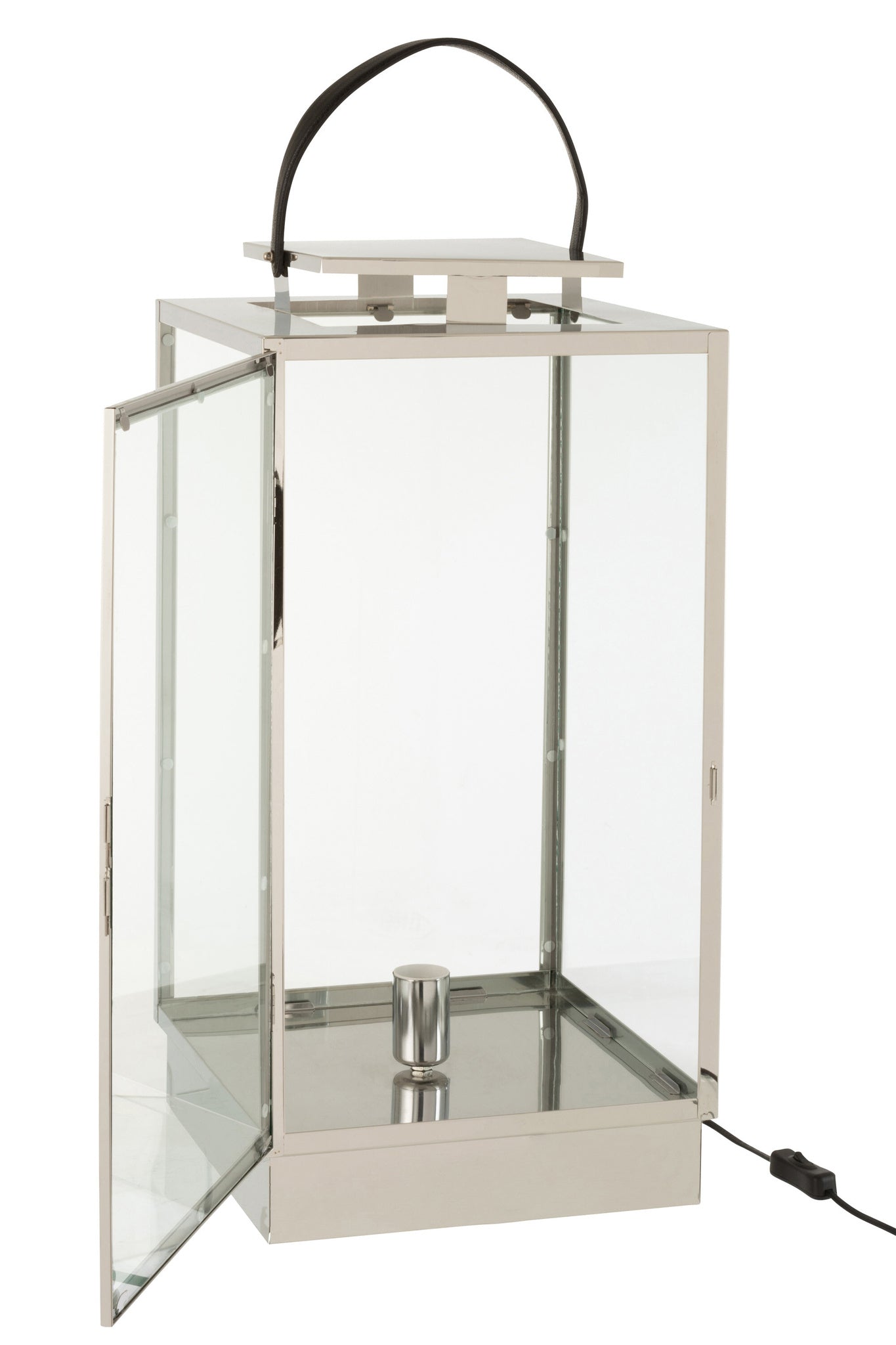Lantaarnlamp metaal/glas zilver