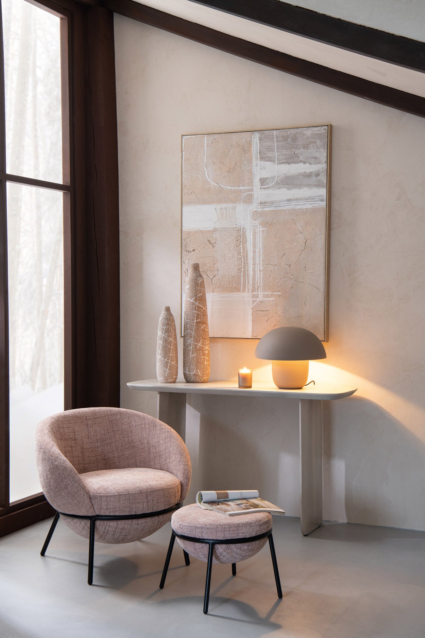 Ijzeren tafellamp taupe middelgroot