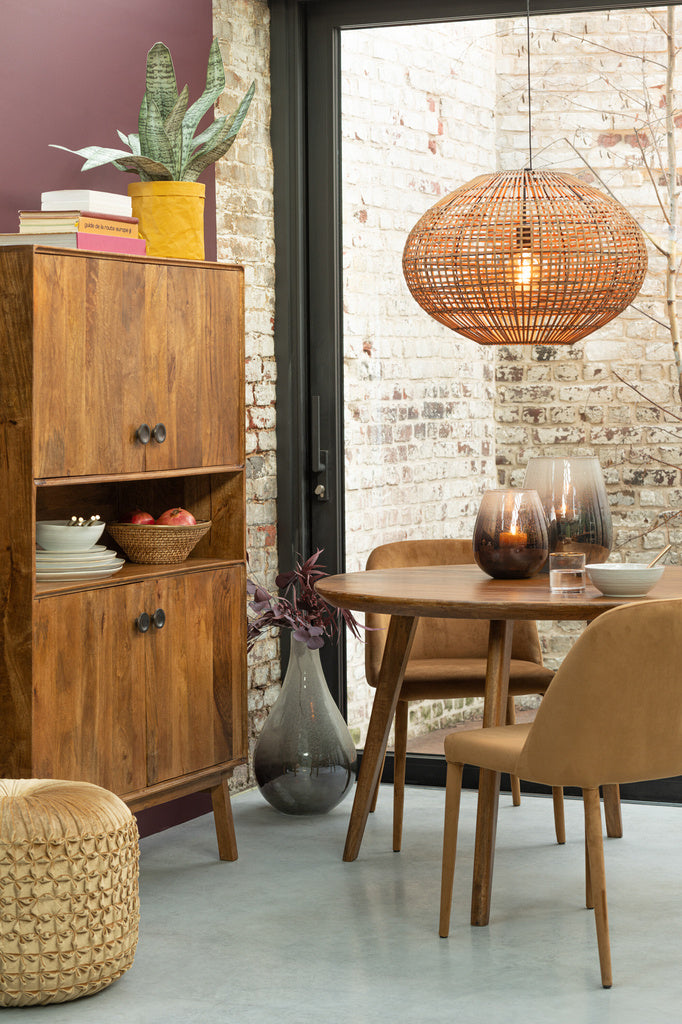 J-LINE HANGING LAMP RATTAN/METAL BROWN/BLACK LARGE