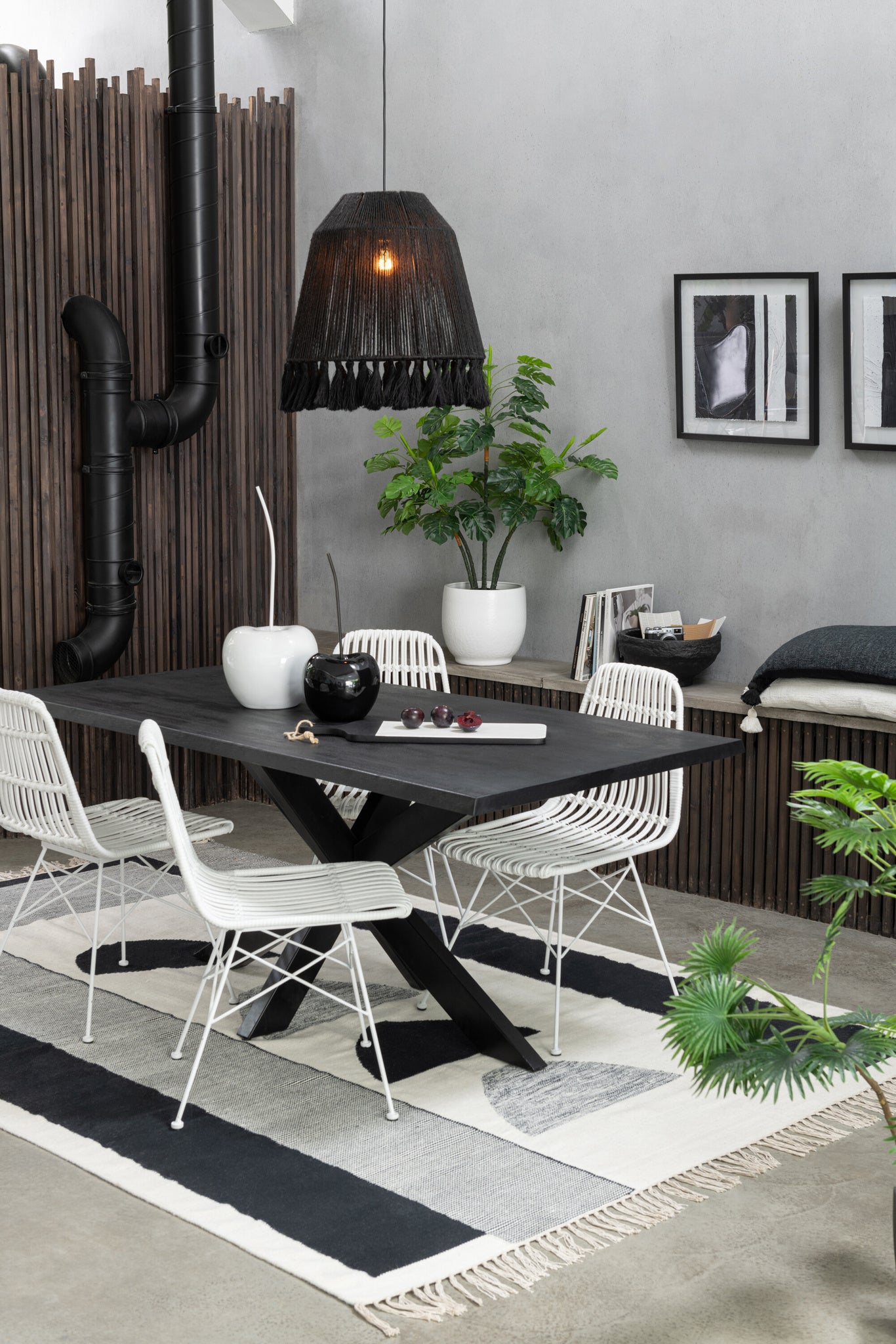 Hanglamp Celia jute zwart klein
