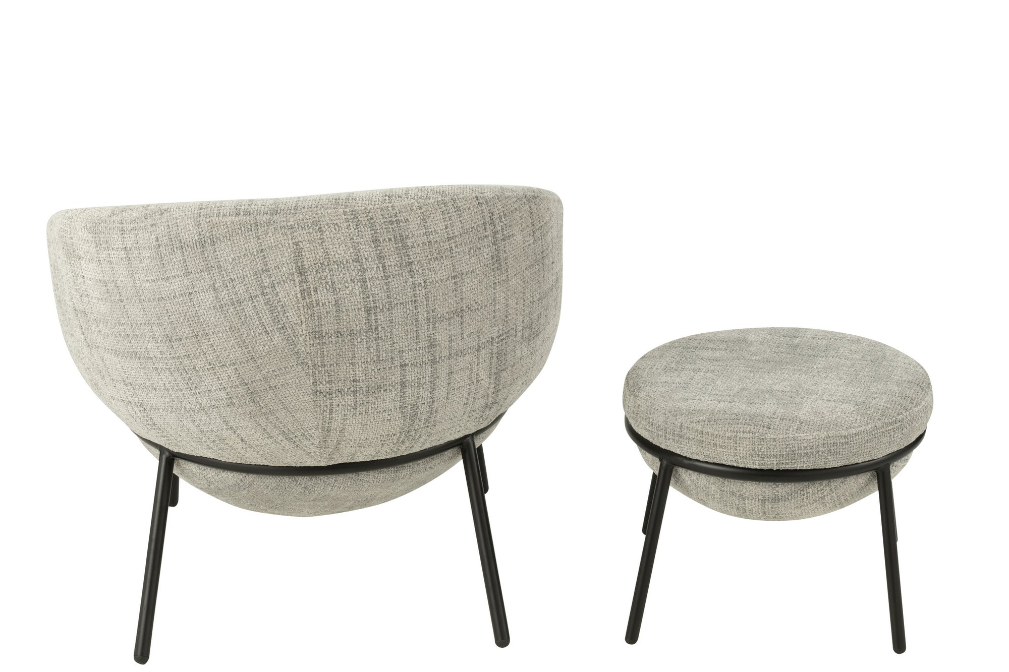 Loungestoel + Poef IJzergrijs/Zwart