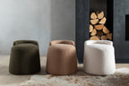 Poef Teddy Rond+Rugleuning Bouclé Camel