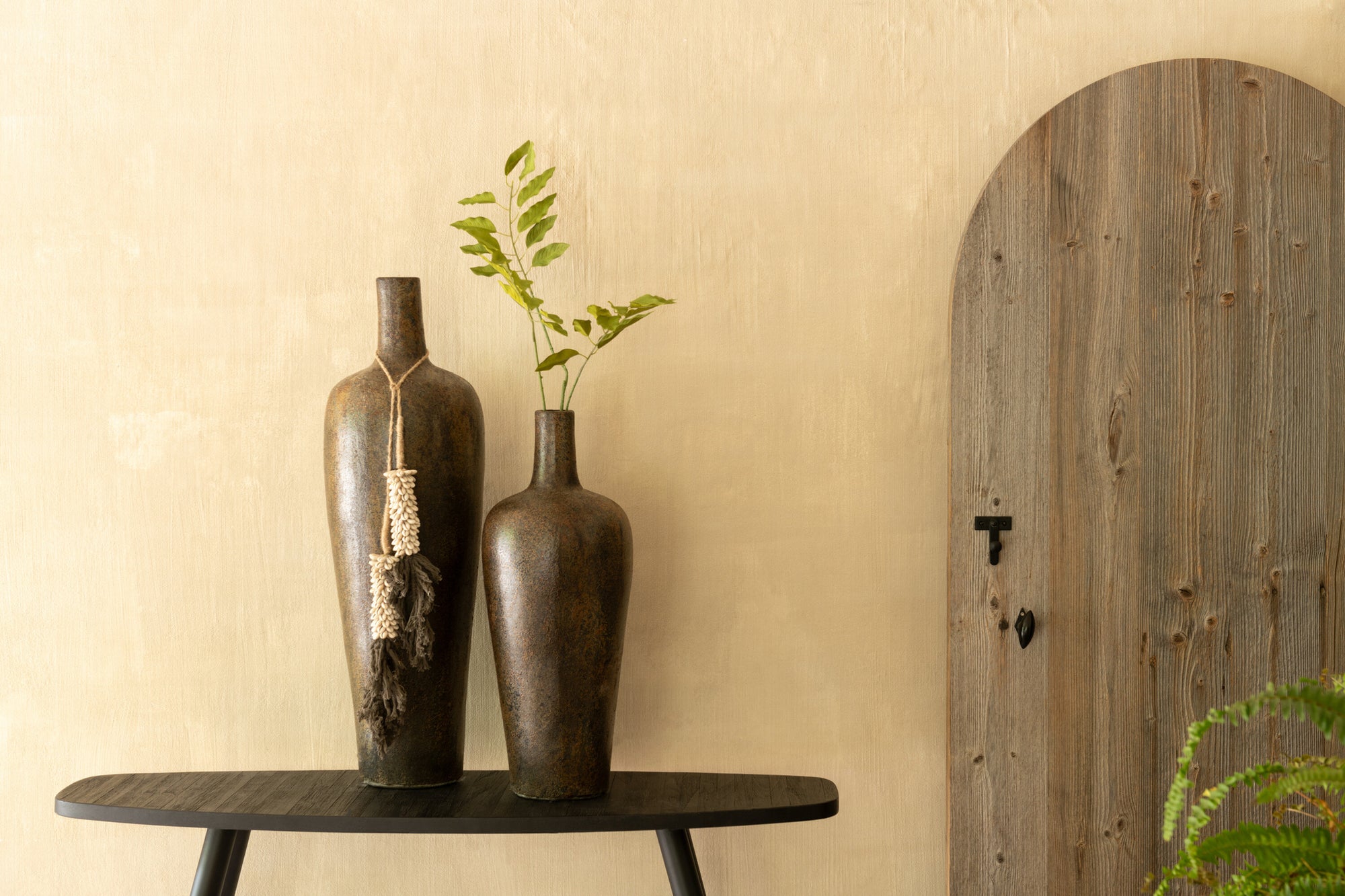 Console Ovaal Recycle Teak Zwart