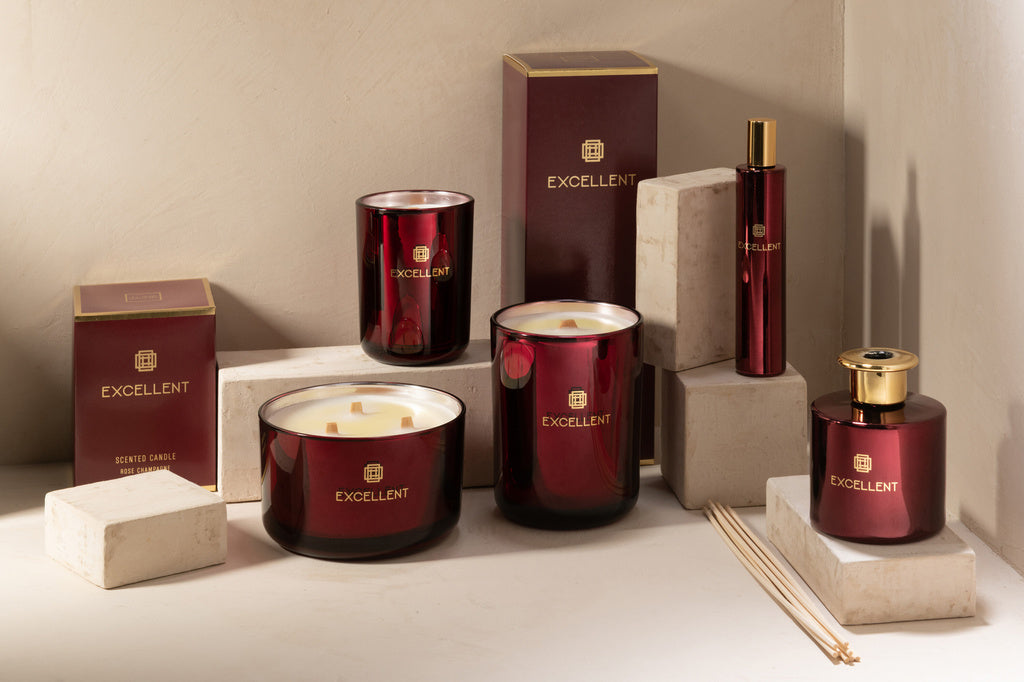 J-Line Scented Candle Excellent Rose Champagne Wine Red Medium-80U 