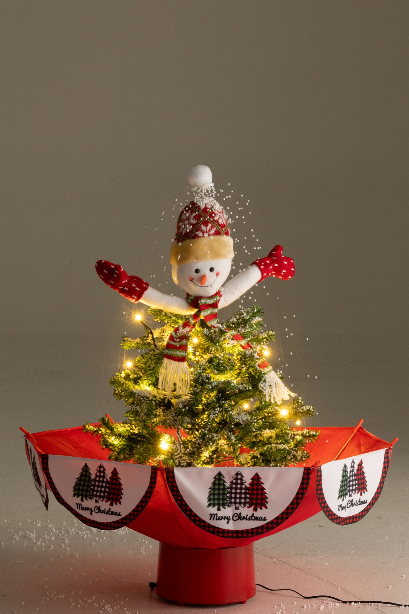 J-LINE BOOM LED SNEEUWENDE SNEEUWPOP IJZER KERST ROOD/GROEN