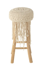 J-LINE KRUK FRANJES HOUT/MACRAMÉ WIT