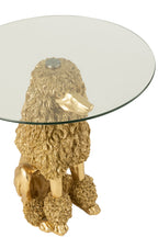 J-LINE BIJZETTAFEL POEDEL ROND POLYRESIN GOUDKLEURIG