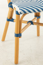 Eetkamerstoel rotan blauw/wit