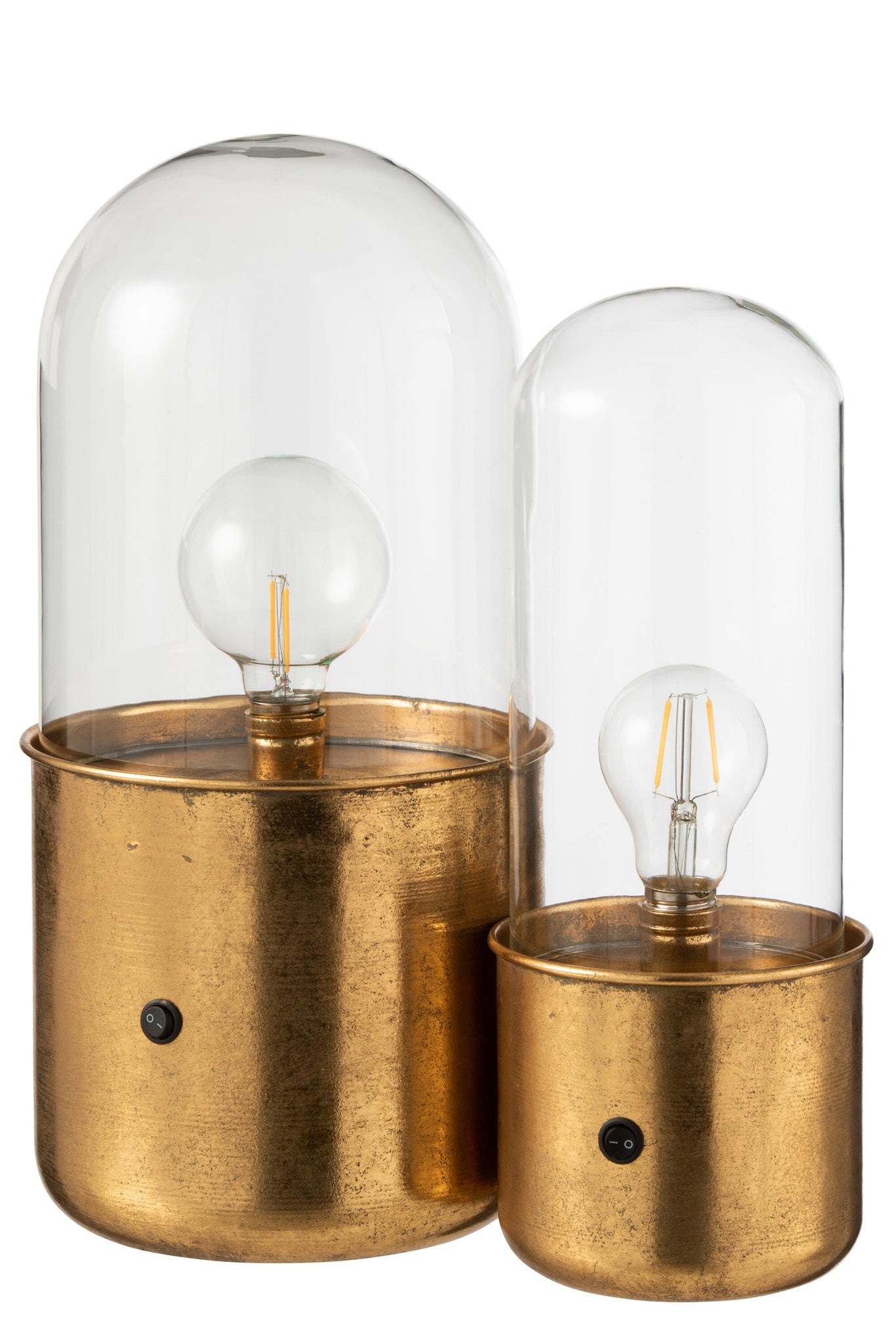 J-LINE ANTIEKE LED-TAFELLAMP GLAS ZINK GOUD GROOT
