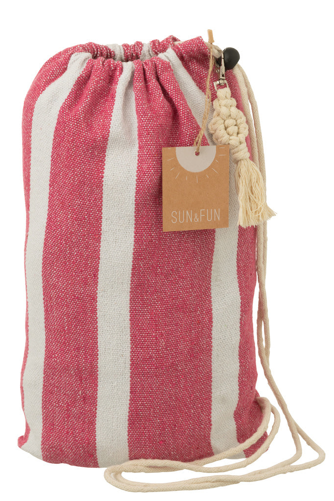 J-LINE HANGMAT STREPEN – KATOEN/POLYESTER ROZE/WIT