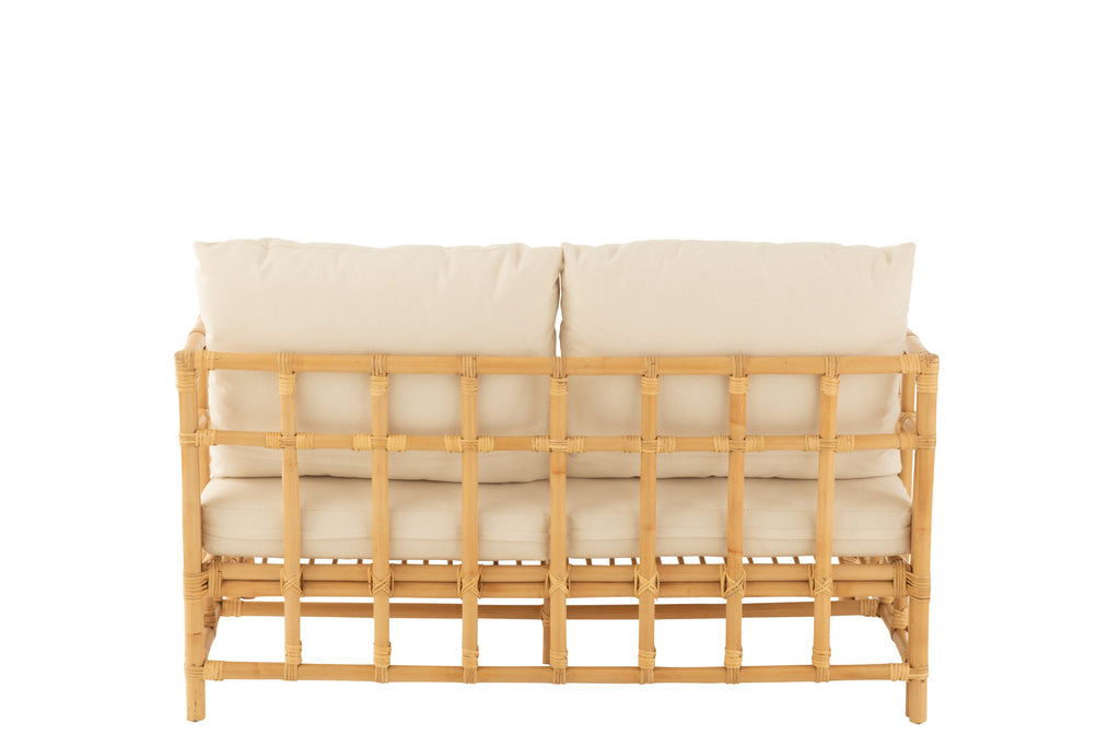 J-LINE SOFA ELISE + KUSSEN 2-ZITS ROTAN/TEXTIEL