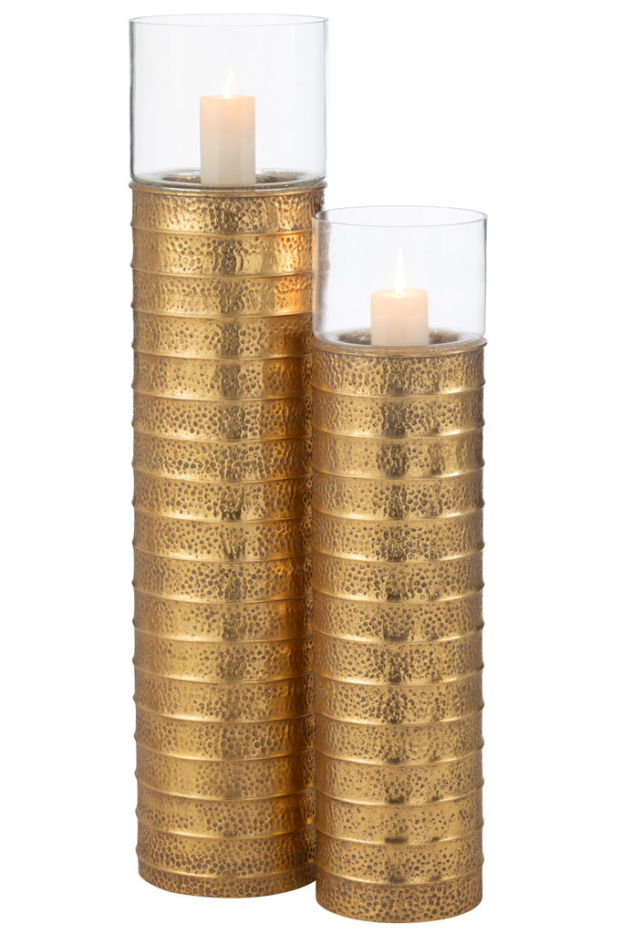 J-LINE KANDELAAR PILLAR – METAAL/GLAS GOUD – LARGE