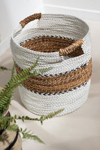 J-Line Set van 3 Manden Laura Raffia Wit/Naturel
