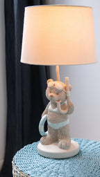 Tafellamp beer strand meisje/jongen polyresin beige/lichtblauw assortiment van 2