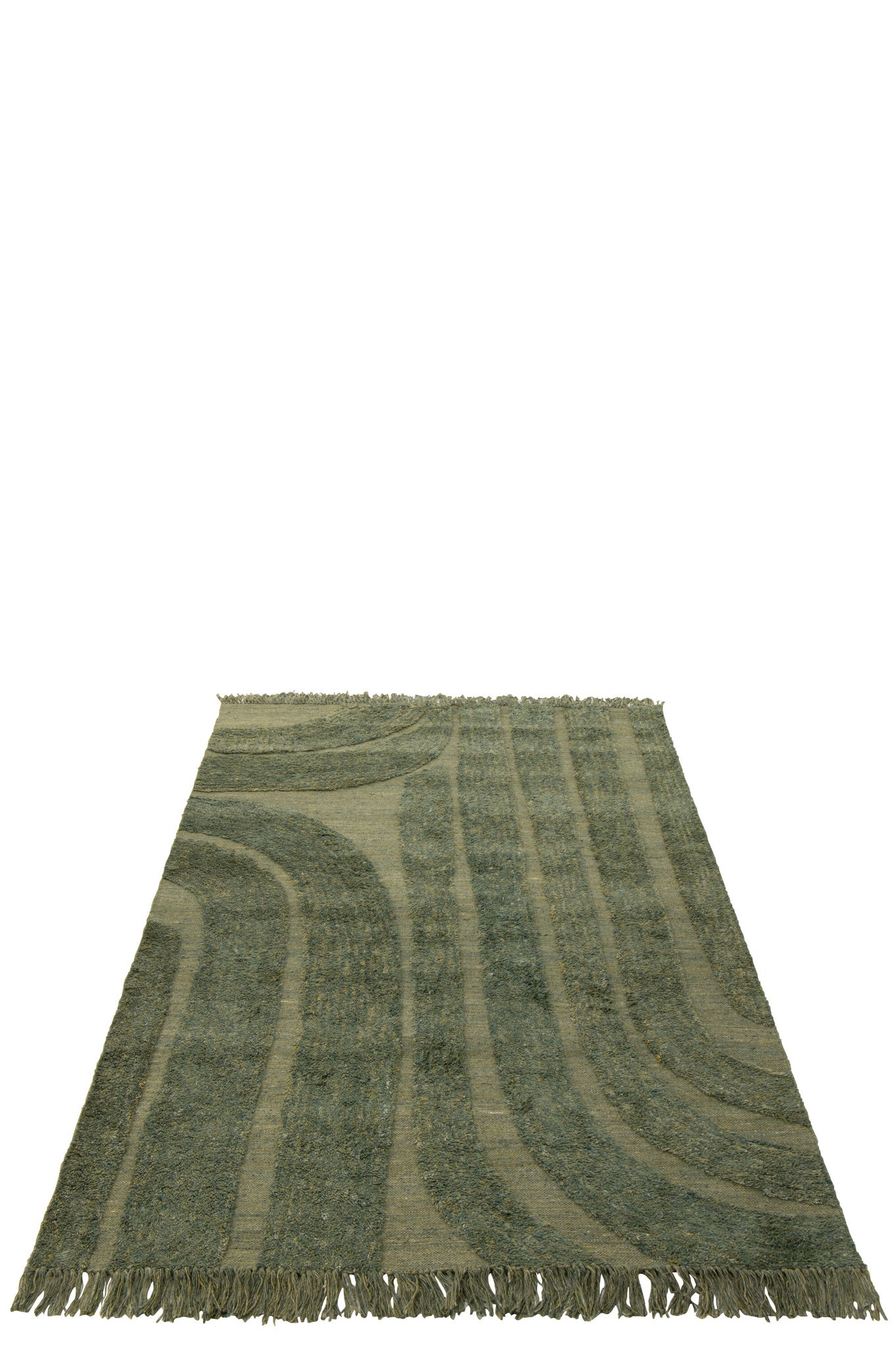 Rug Afgeronde lijnen Wol Kaki Groen