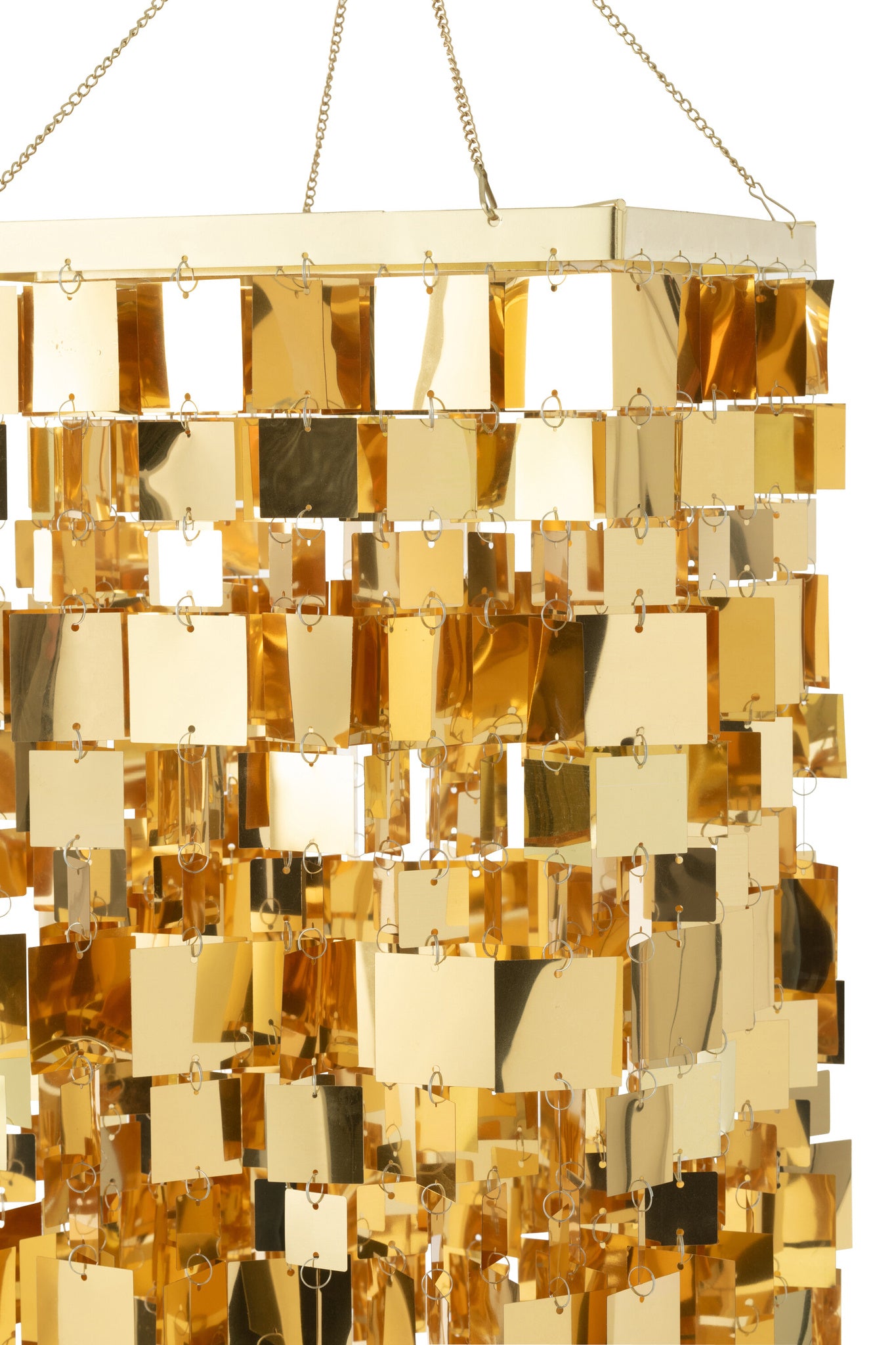 Lampenkap voor kroonluchter vierkant PVC goudkleurig middelgroot