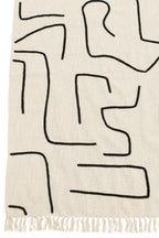 J-LINE PLAID LINES/CURVES KATOEN WIT/ZWART