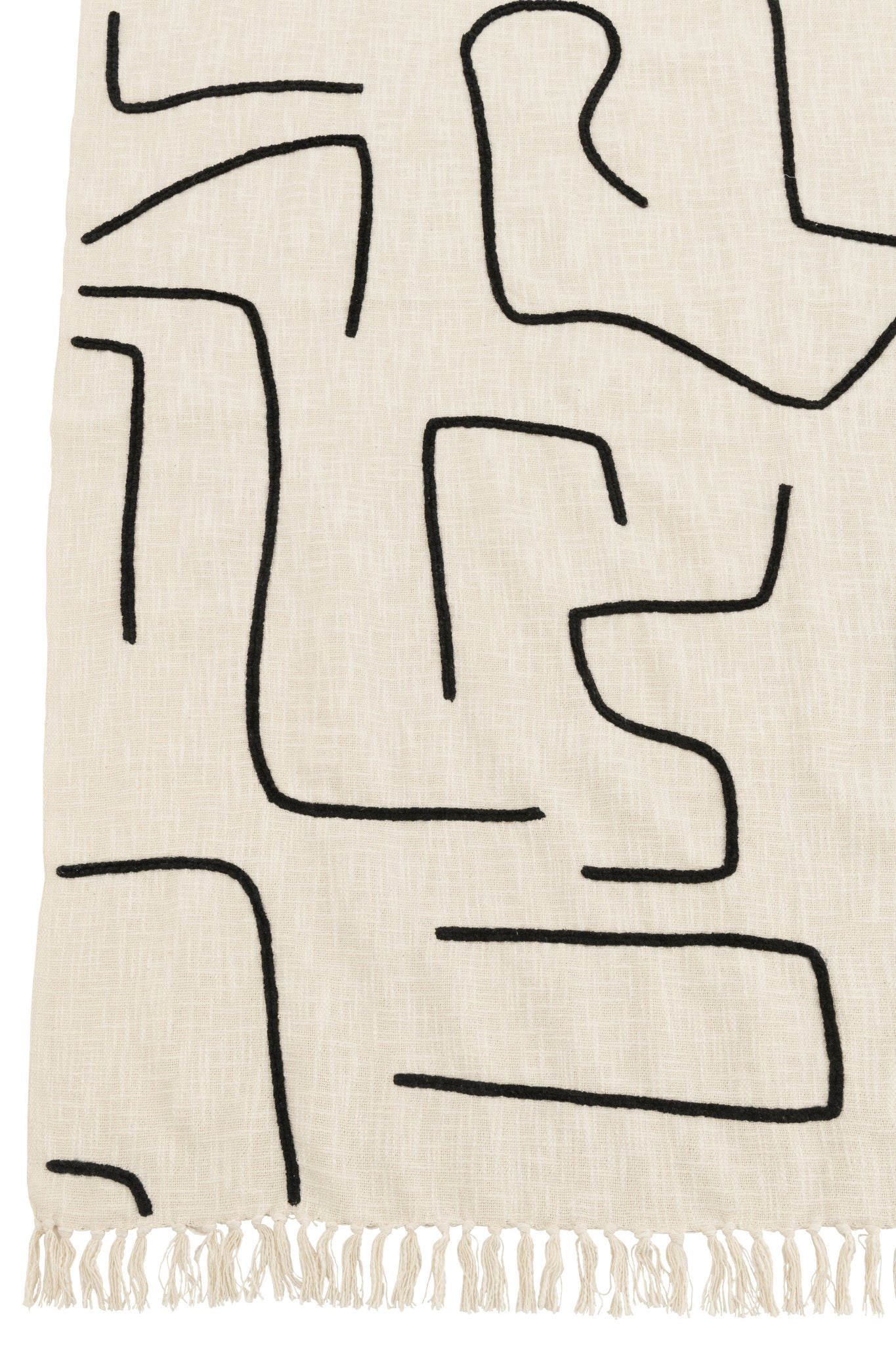 J-LINE PLAID LINES/CURVES KATOEN WIT/ZWART