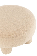 Ronde kruk teddy-poten bouclé warm beige