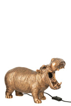 Tafellamp nijlpaard polyresin antiek koper