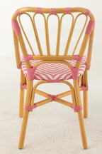 Eetkamerstoel rotan roze/wit