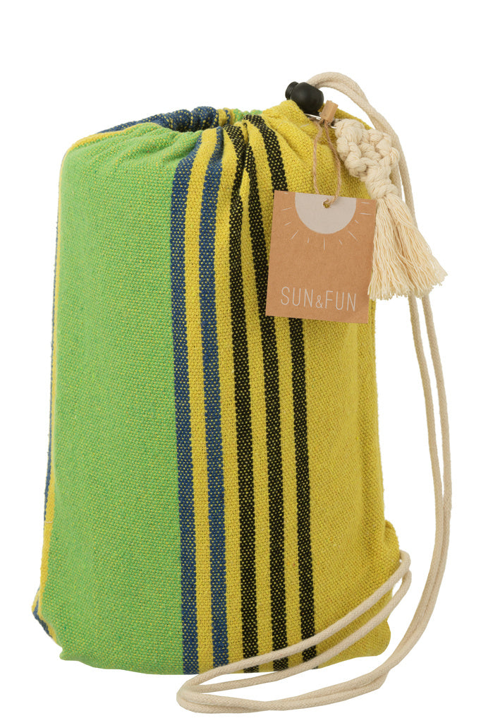 J-LINE HANGMAT STREPEN – KATOEN/POLYESTER GROEN/GEEL/BLAUW