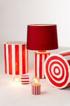 Gestreepte tafellamp van dolomiet, rood/wit, assortiment van 2