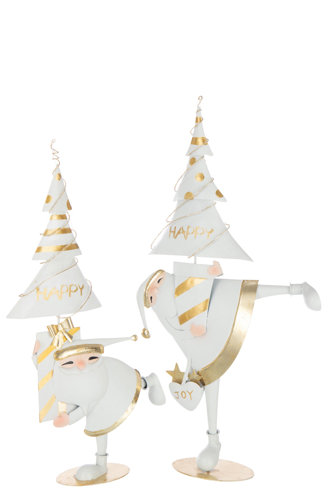 J-LINE KERSTMAN LED BOOM IJZER GOUDKLEURIG/WIT GROOT