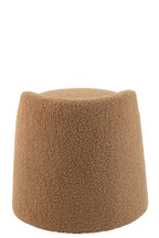 Poef Teddy Rond+Rugleuning Bouclé Camel