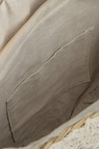 J-LINE STRANDTAS ROND + KWASTJE – ZEEGRAS/KANT NATUUR/WIT