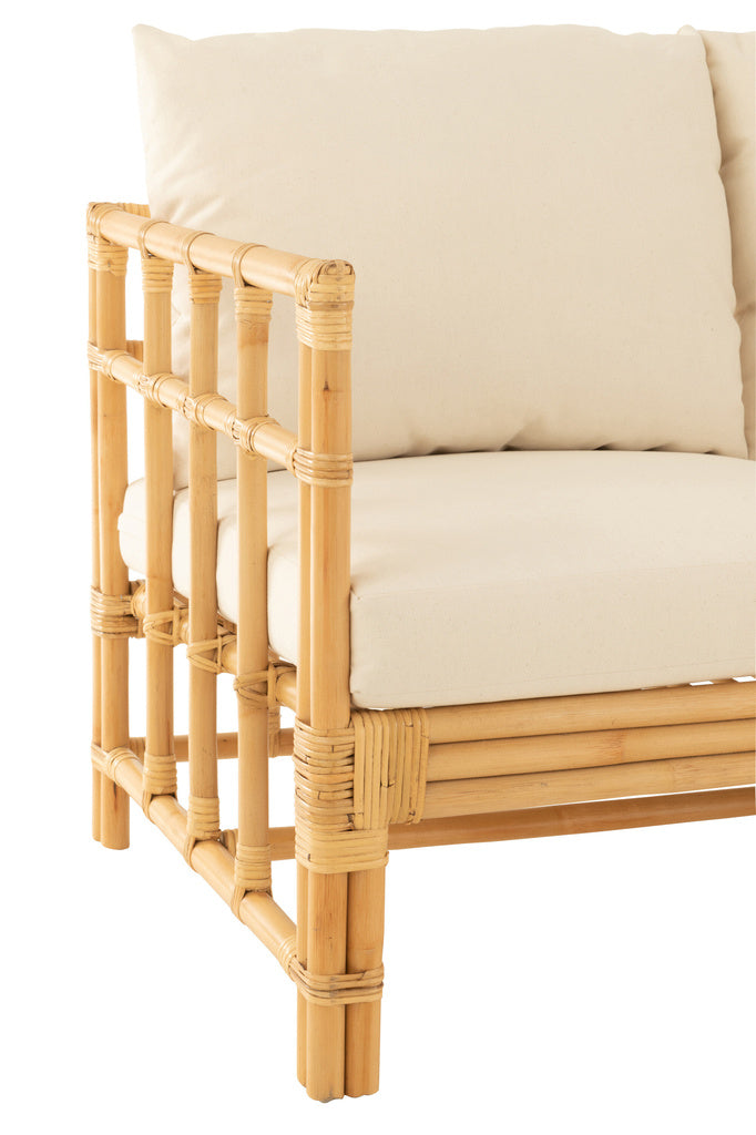  J-LINE SOFA ELISE + KUSSEN 2-ZITS ROTAN/TEXTIEL