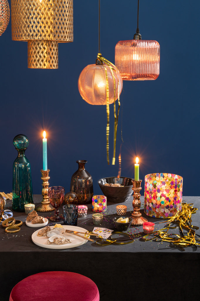 J-LINE DECORATIEVE FLES MET STOP LAAG GLAS BRUIN SMALL