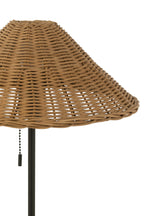 J-LINE TAFELLAMP METAAL/ROTAN ZWART/NATUREL