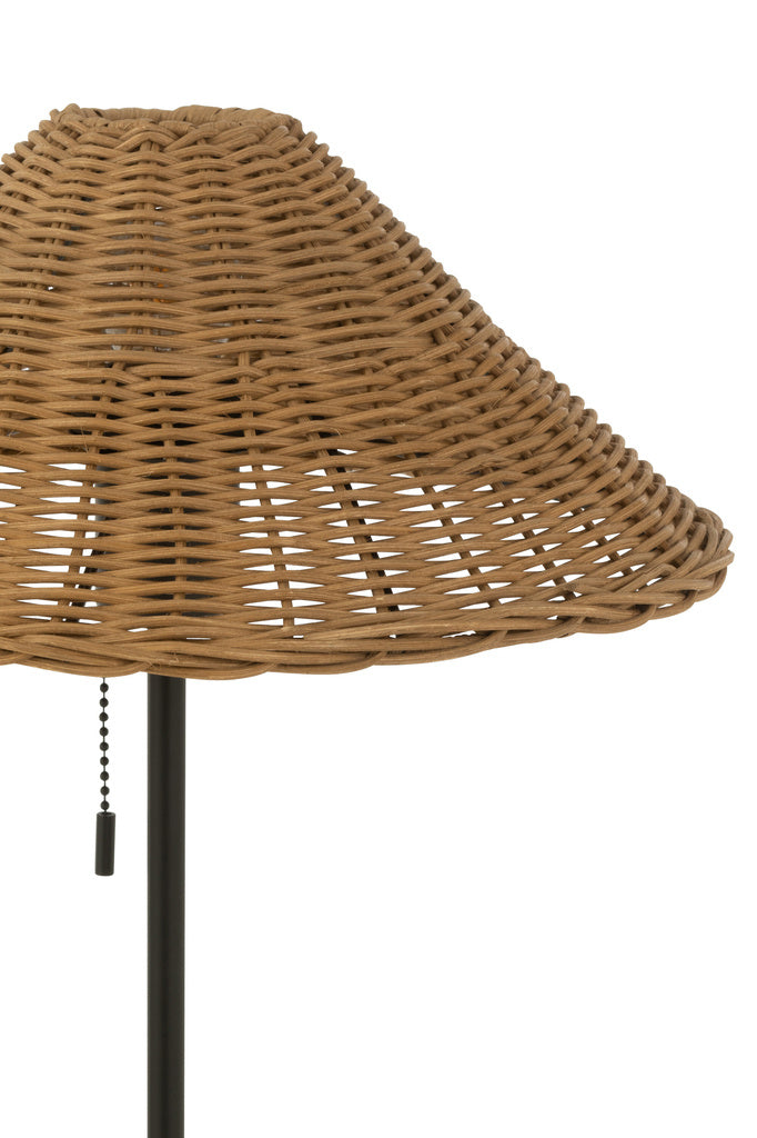 J-LINE TAFELLAMP METAAL/ROTAN ZWART/NATUREL