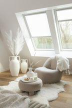 Ronde kruk teddy-poten bouclé warm beige