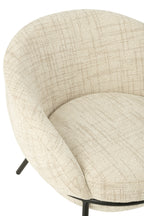 Loungestoel + voetenkruk ijzer beige/zwart