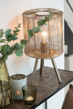 Kleine metalen tafellamp antiekbruin