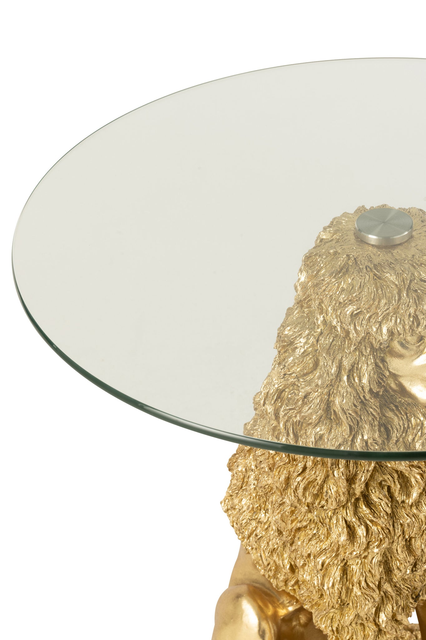 J-LINE BIJZETTAFEL POEDEL ROND POLYRESIN GOUDKLEURIG