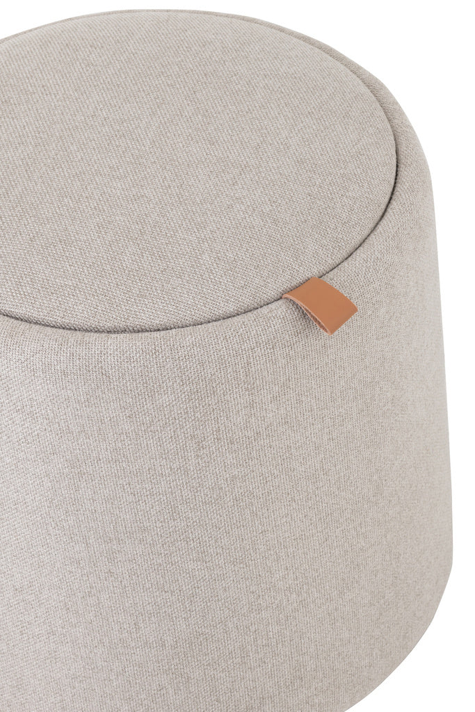 J-LINE POEF/SIDETABLE ROND TEXTIEL/HOUT BEIGE