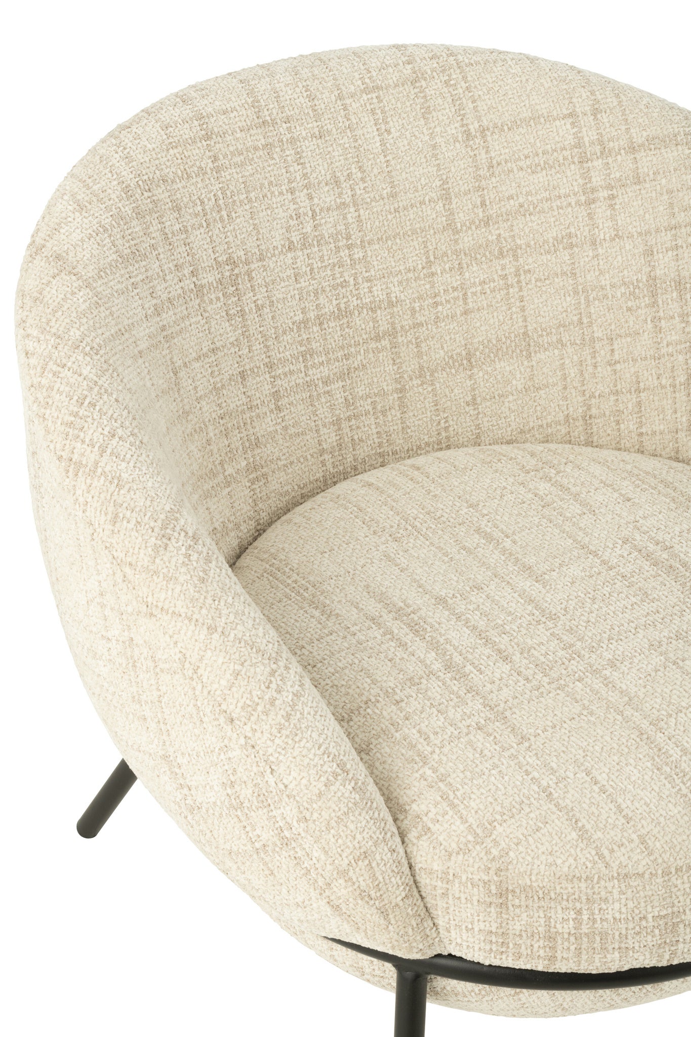 Loungestoel + voetenkruk ijzer beige/zwart