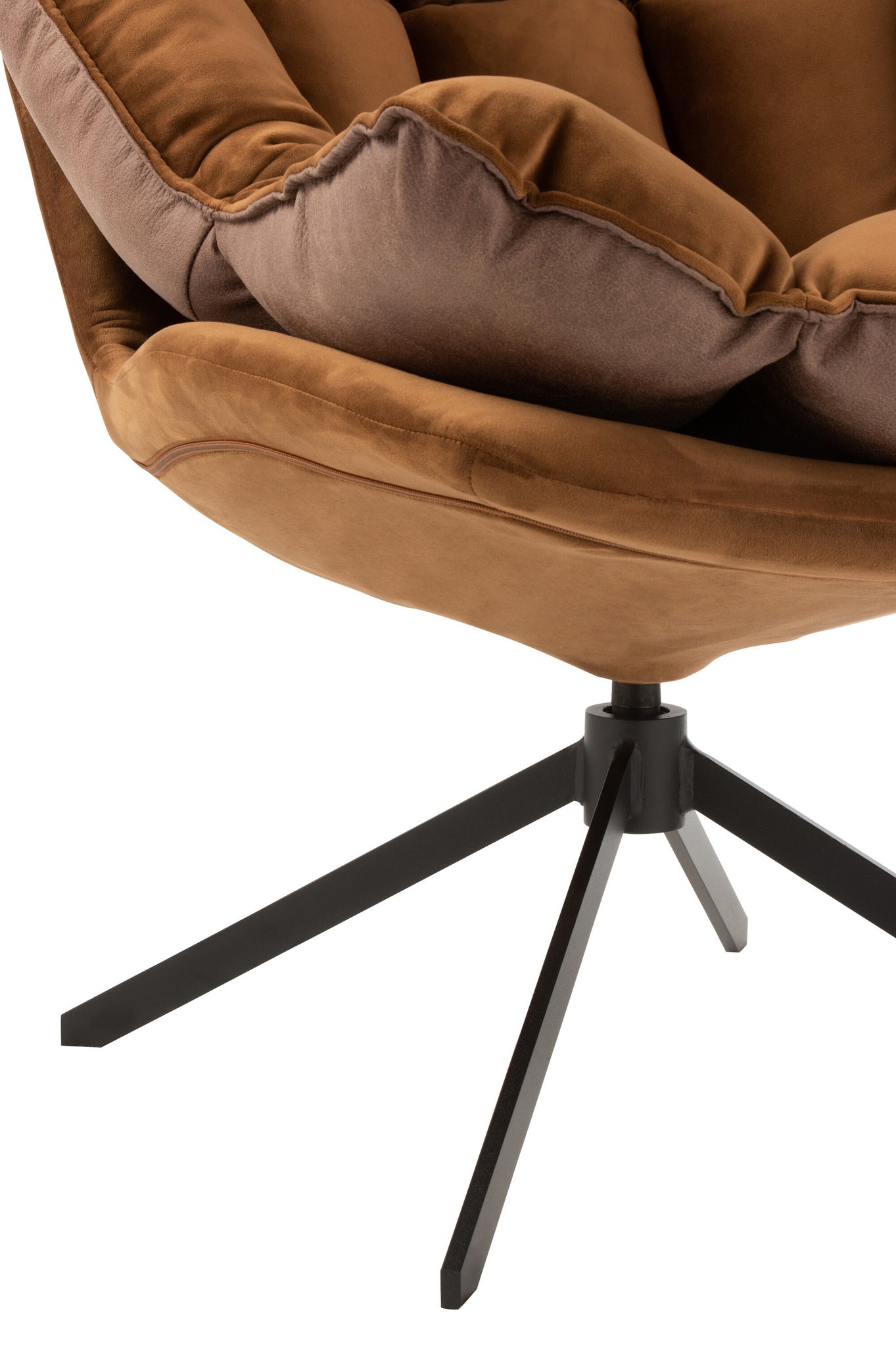 Relaxstoel met kussen op frame, textiel/metaal, bruin