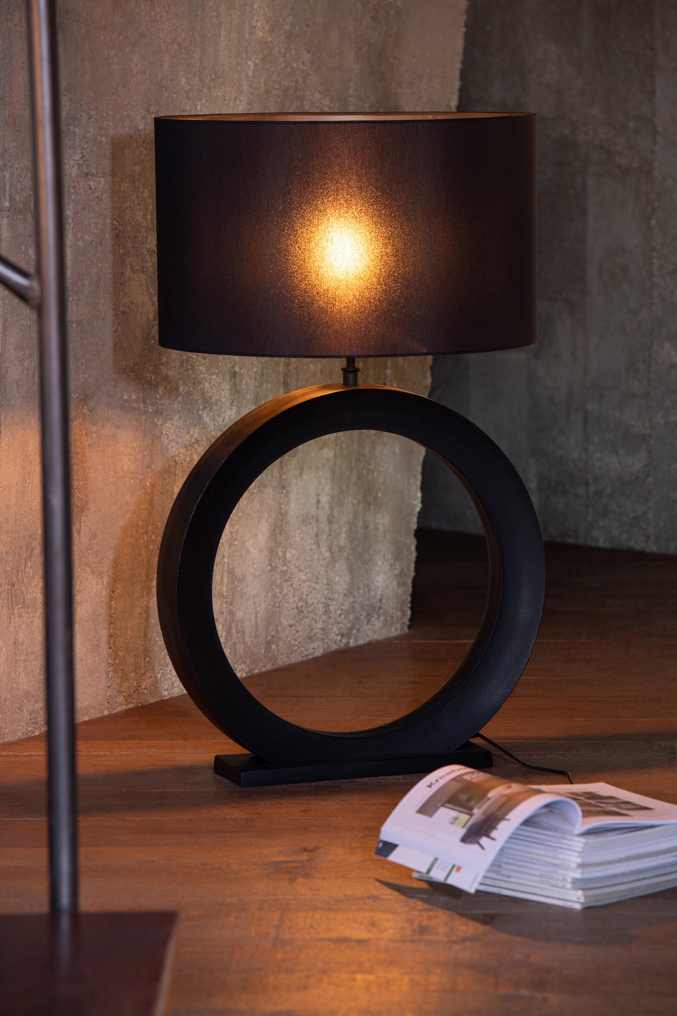 Tafellampvoet rond aluminium zwart