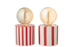 Gestreepte tafellamp van dolomiet, rood/wit, assortiment van 2