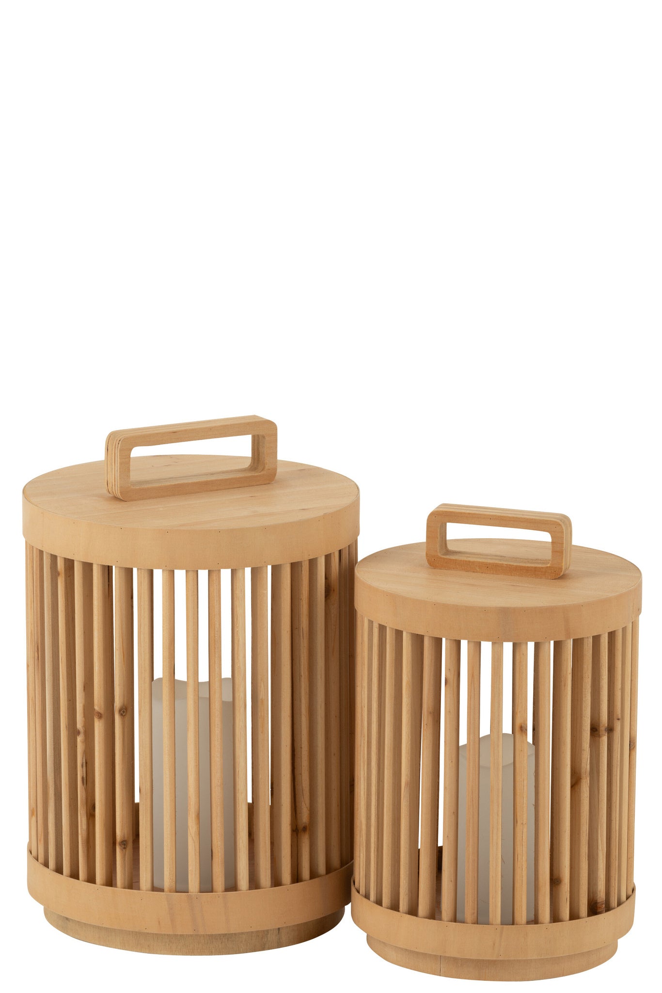 Cilinderlamp vurenhout/LED naturel groot