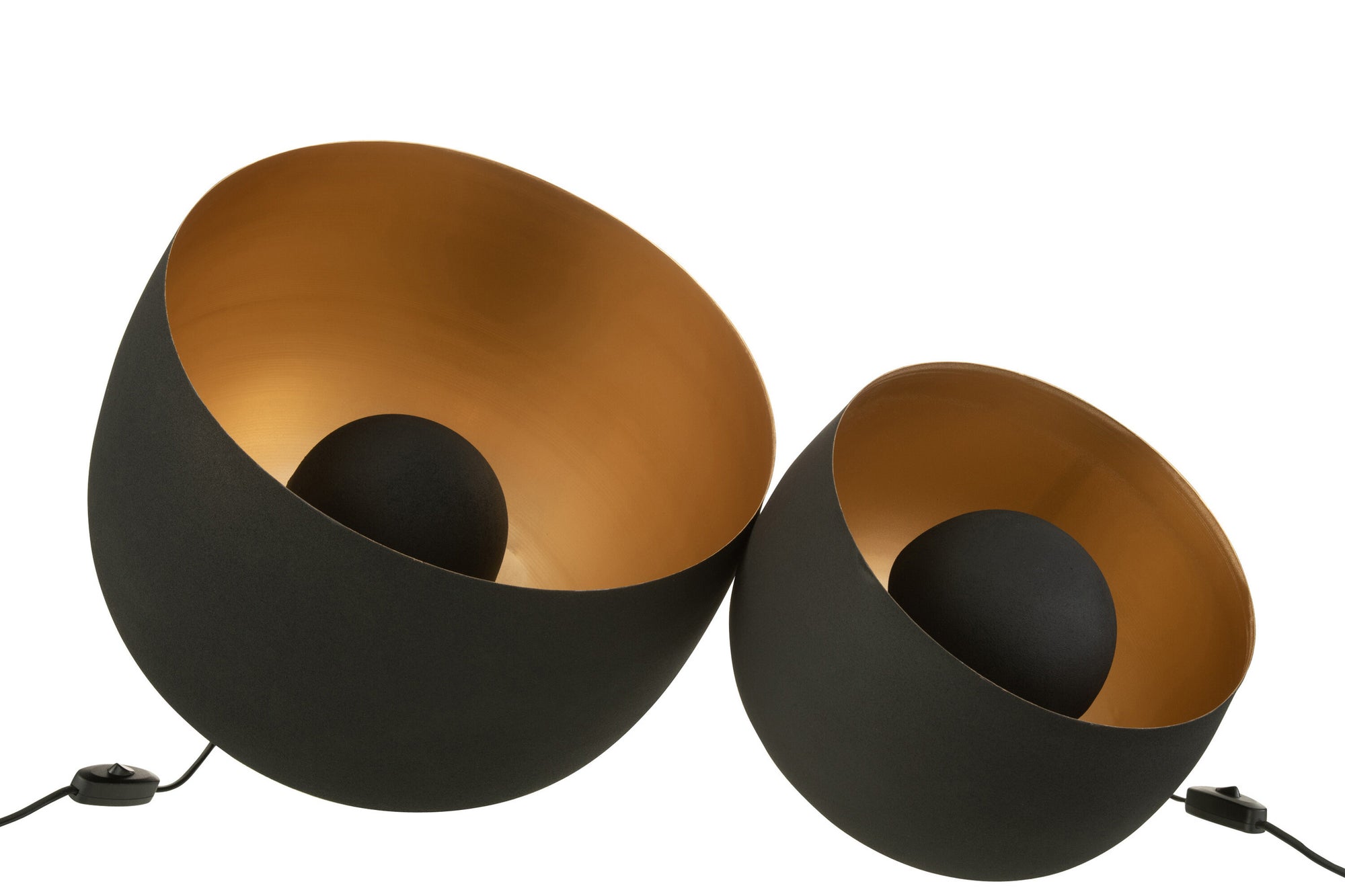 Grote ronde interieurlamp in zwart en goud metaal