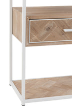 J-LINE SIDETABLE ZIGZAG MET 1 LADEN – HOUT/METAAL NATUUR/WIT