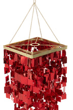 Kleine vierkante PVC-lampenkap voor kroonluchter, rood